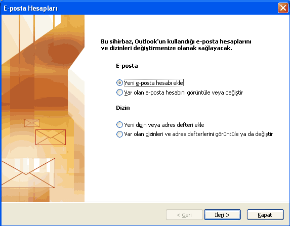 Outlook 2003 E-Posta Hesap Ayarlar